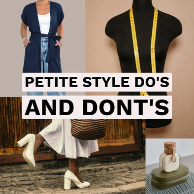 Collage of images with text saying "Petite styles do's and dont's"