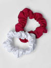 Miik's Anvi hair scrunchie set in black and poppy red and white #color_poppy-red-white