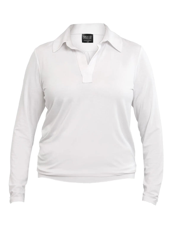 An off figure image of Miik's Arianna collared shirt in white #color_white 