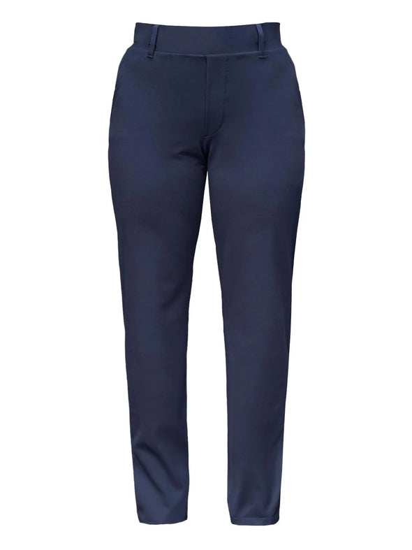 An off figure image of Miik's Asia mid-rise slim pant in navy