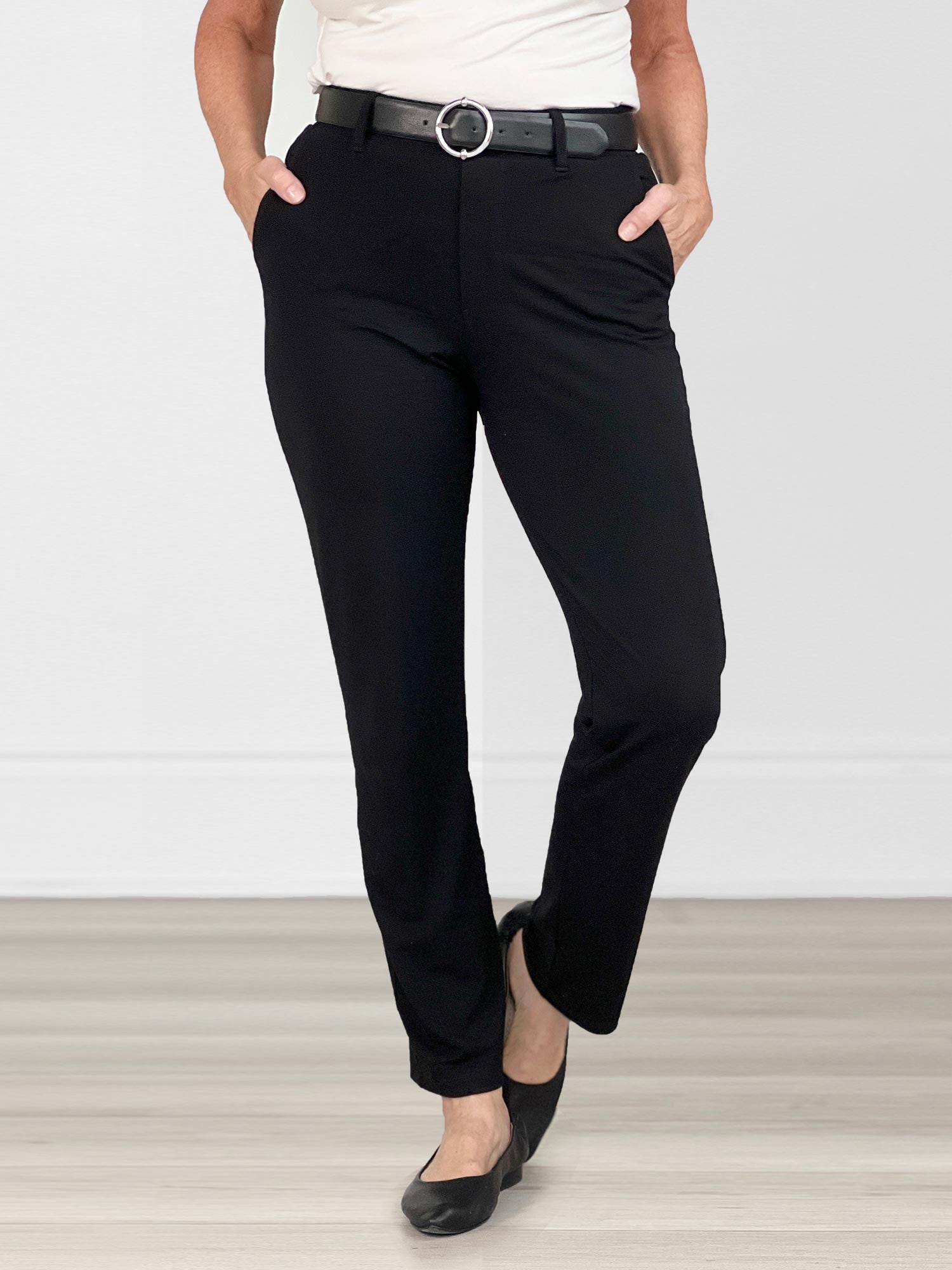 Midwaist Black Slacks Pants for Women S-2XL #2202