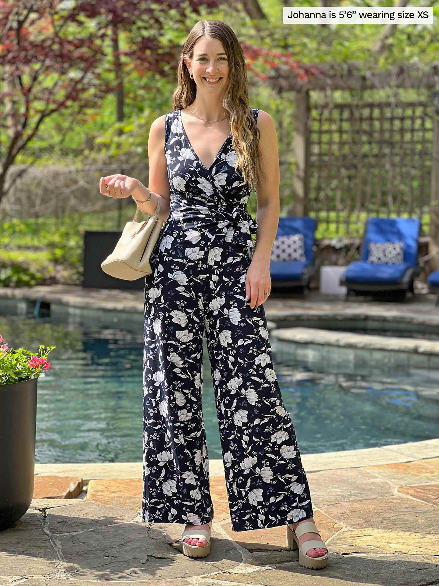 Blakely faux-wrap dressy jumpsuit - blossom / xsmall