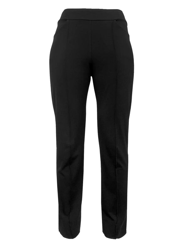 An off figure image of Miik's Christal pintuck pull on ankle pant in black 
#color_black