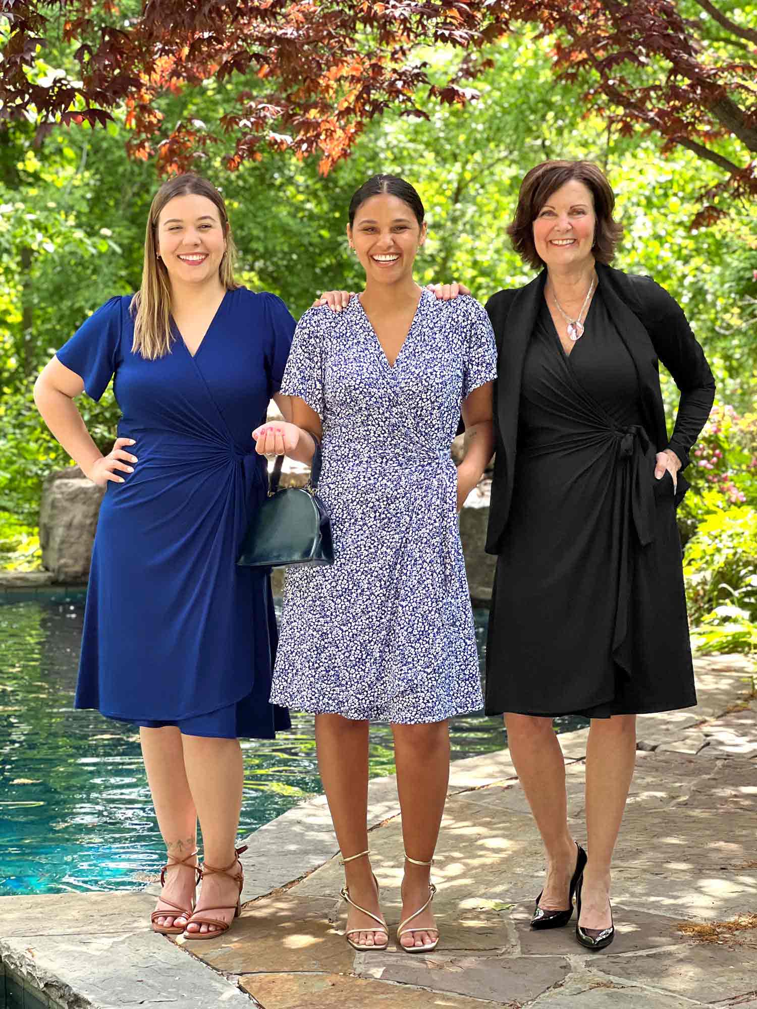 Miik models Christal, Meron and founder Donna all smiling while wearing the same dress: Miik&