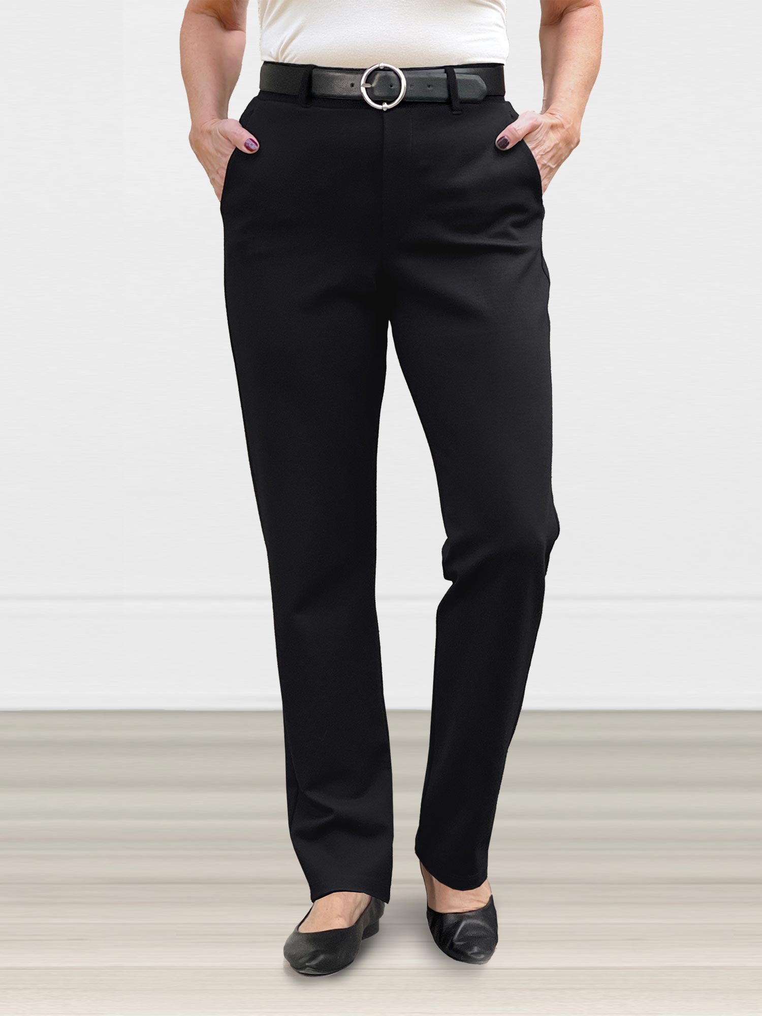 Plus Size - Studio Signature Premium Ponte Stretch Trouser - Black