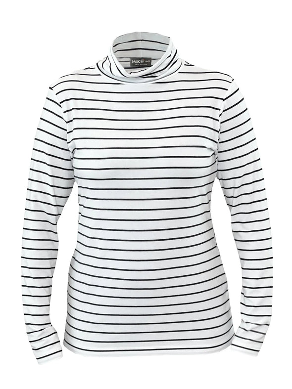 An off figure image of Miik's Miik's Kerry turtleneck top in newport stripe