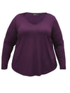 An off figure image of Miik's Kita long sleeve v-neck top in port #color_port