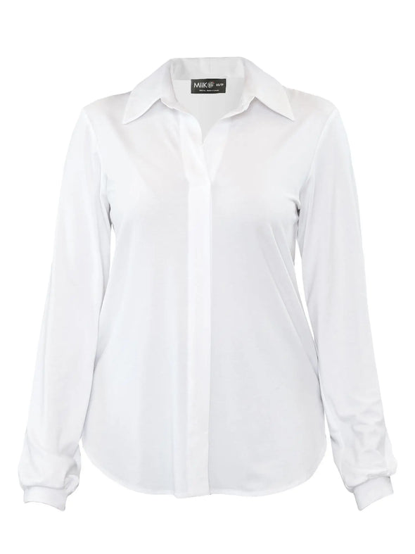 An off figure image of Miik's Lucia collared shirt in white 
#color_white 