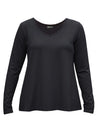 An off figure image of Miik's Pippa reversible neckline long sleeve top in black #color_black