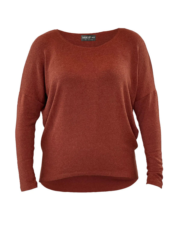 An off figure image of Miik's Rosalie long sleeve dolman sweater in chestnut 
#color_chestnut 