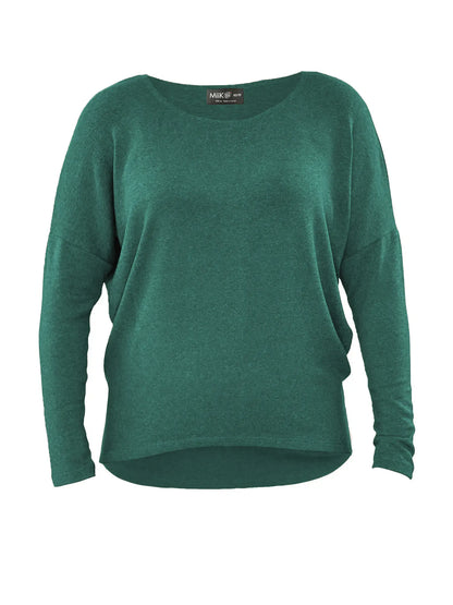 An off figure image of the Rosalie dolman sweater in evergreen. 