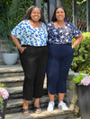 Miik models plus size Kimesha and Sureka both wearing the same top: Miik's Shanice square neck t-shirt