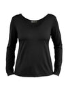 An off figure image of Miik's Shannon long sleeve tee for women in black. #color_black