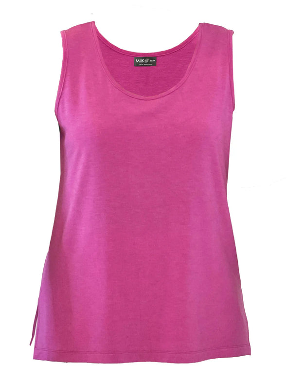 An off figure image of Miik's Shyanne reversible neckline side slit tank in pretty in pink #color_pretty-in-pink