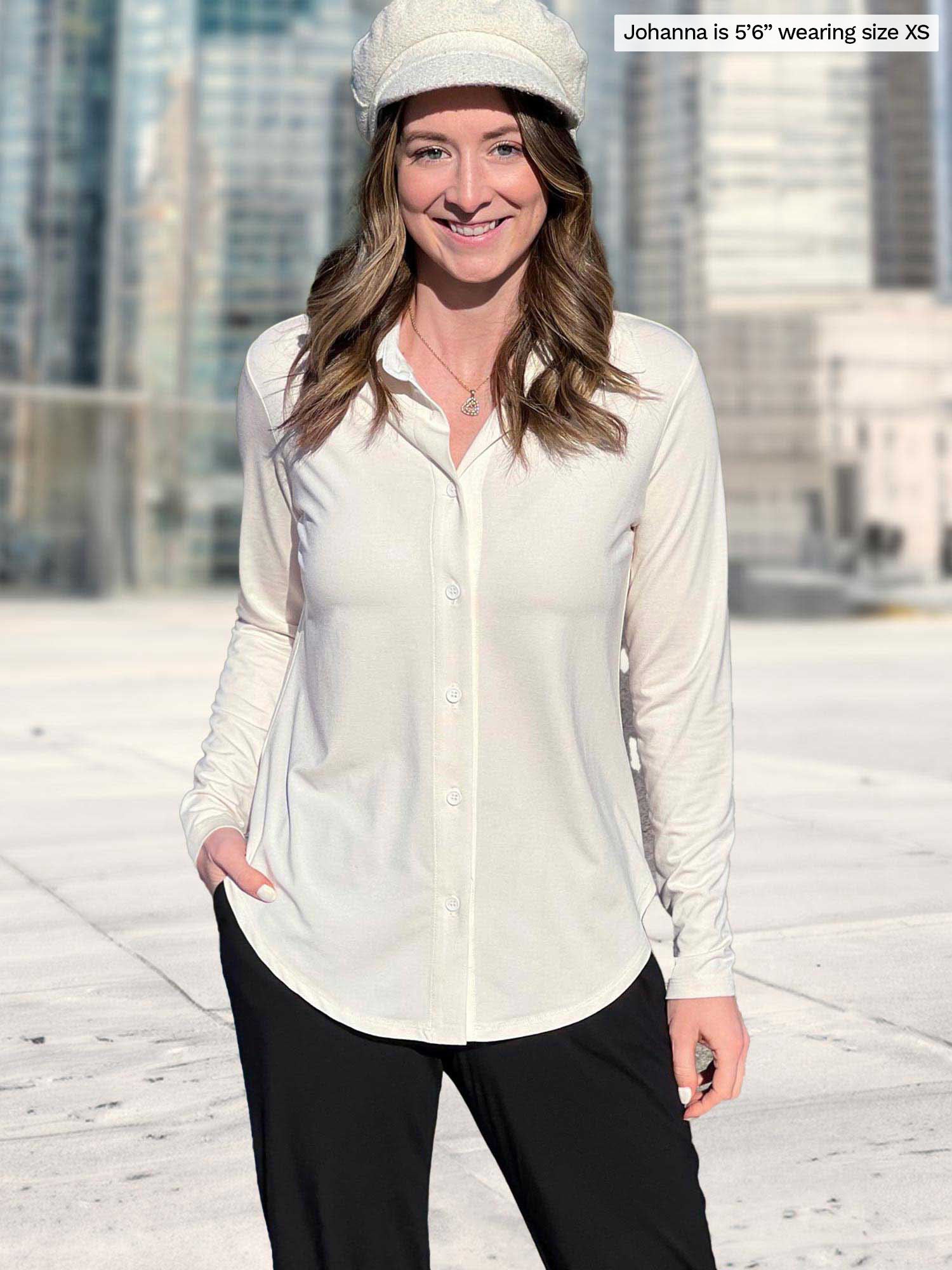 Susan button up dress shirt, Sustainable women's clothing made in Canada