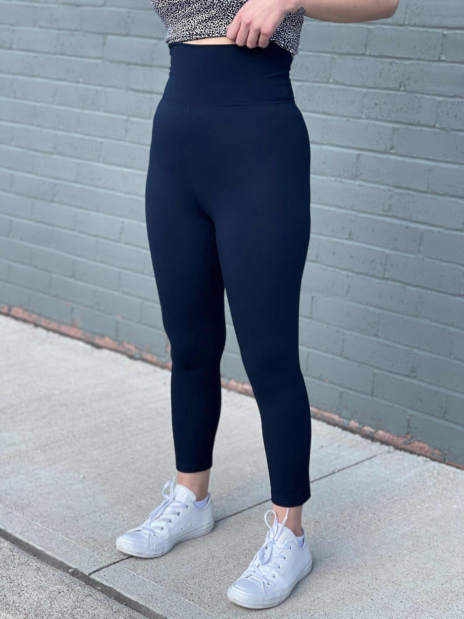 Navy Blue Basic cropped leggings -Mat